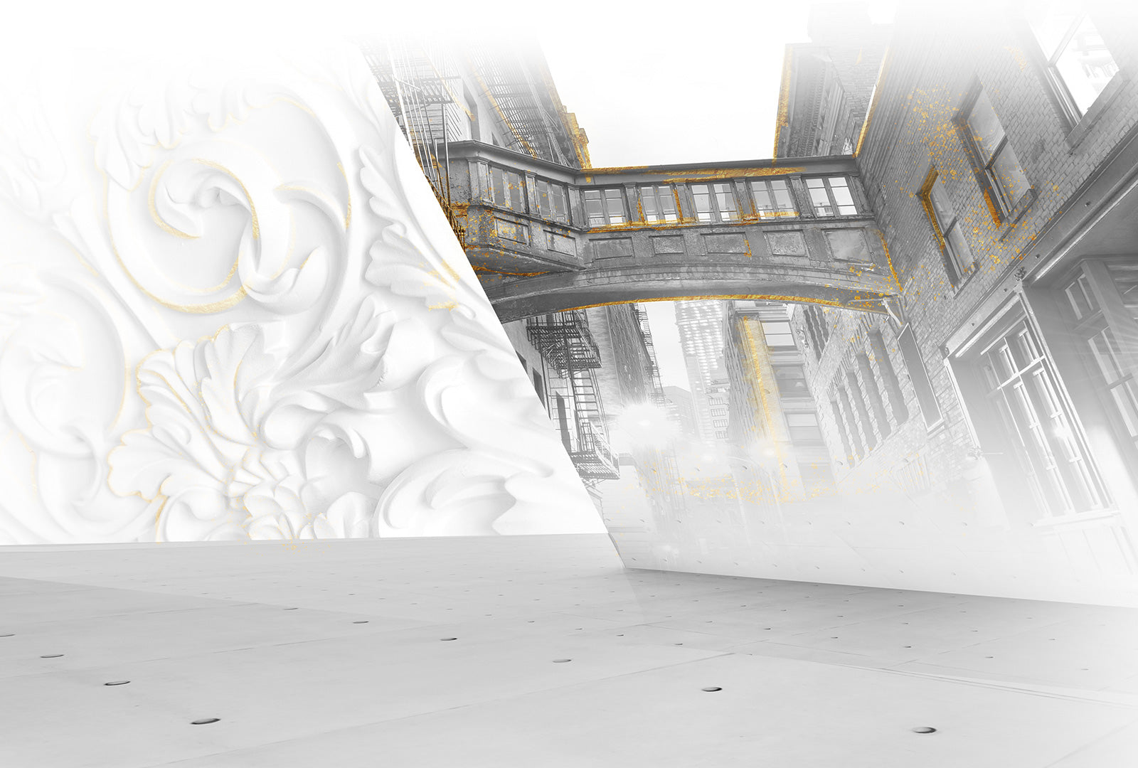 Modern architectural interior with geometric design elements